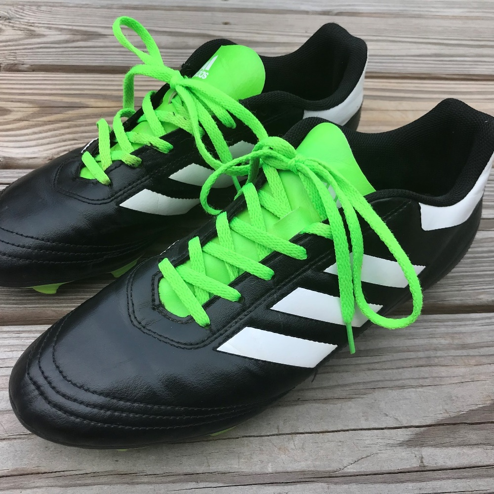 Adidas Men Cleats Shoe Sneaker Black/Green/White - Picture 4 of 8